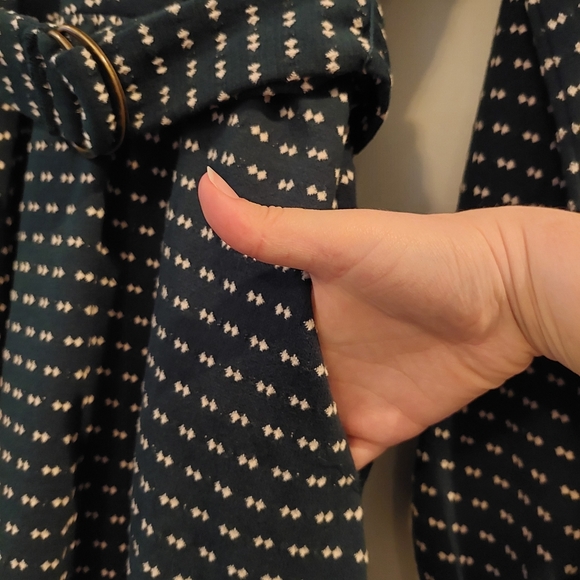 Maeve by Anthropologie Malta belted long sleeve green dress v-neck size large - Picture 5 of 8